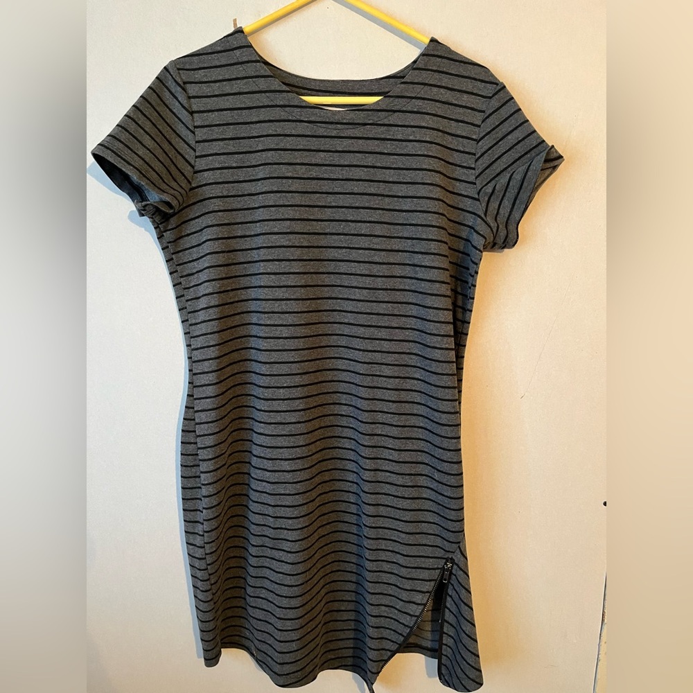 Gray dress with black stripes size Large